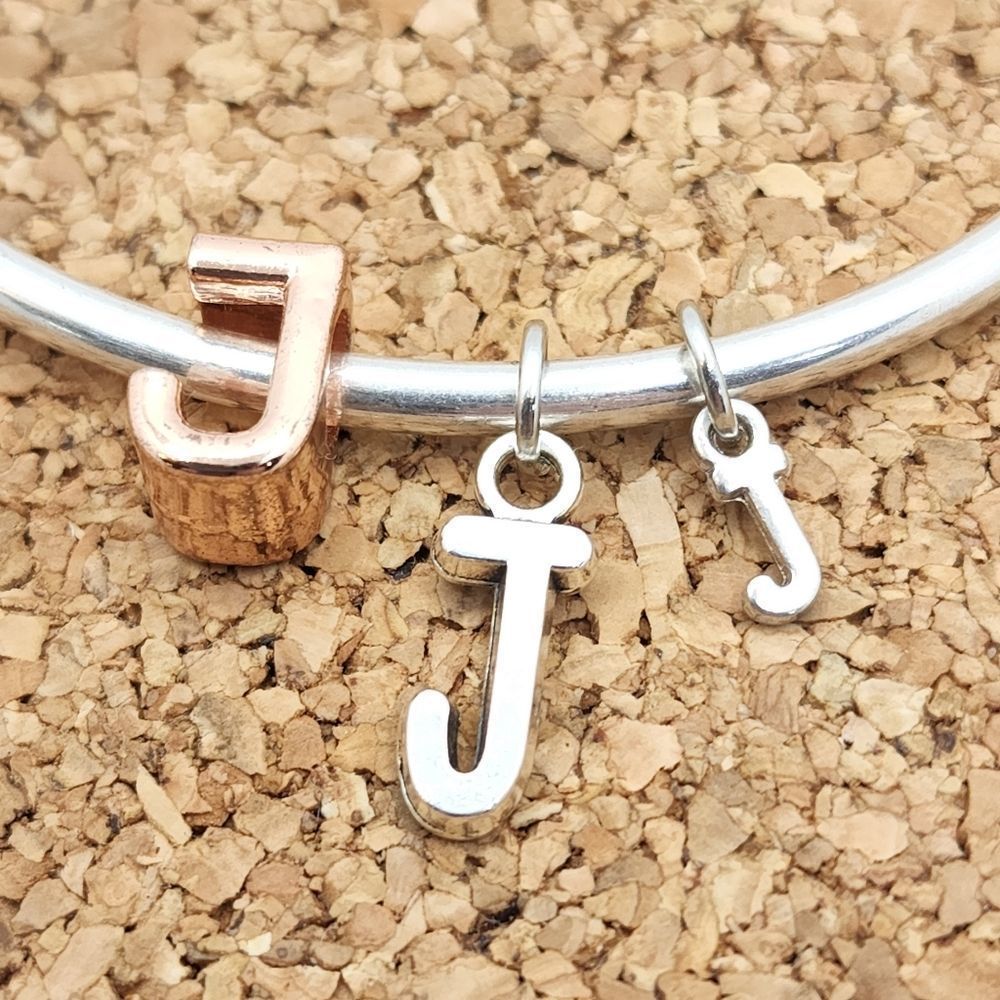 5/$21 ❤ SILVER LETTER J INTIAL ALPHABET CHARM FOR PANDORA